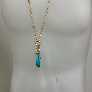 Teal and Gold Faux Coral Necklace